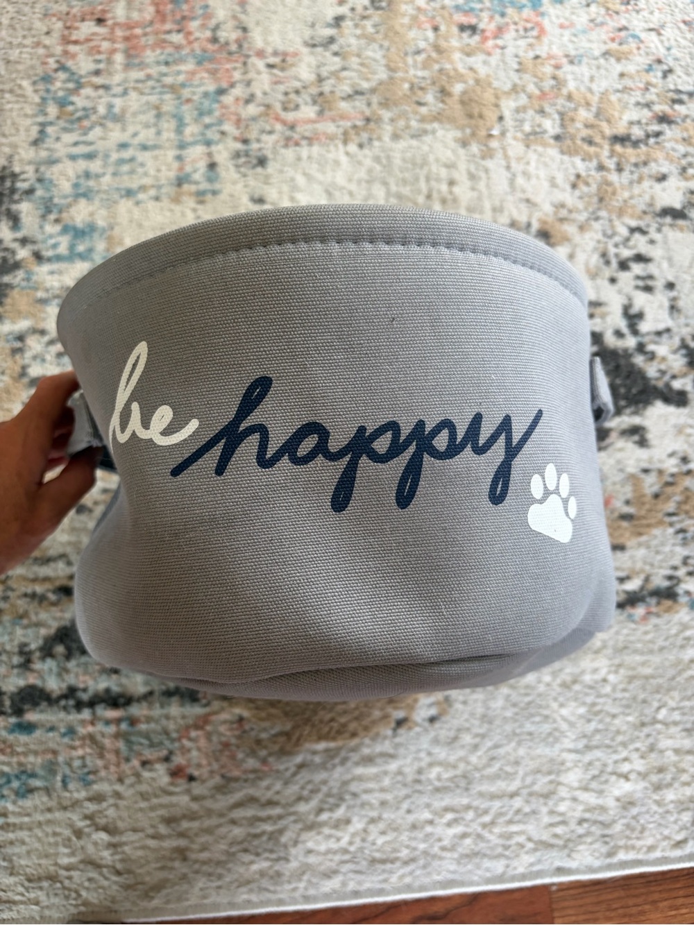 Ellen Degeneres Gray 'be happy' storage basket